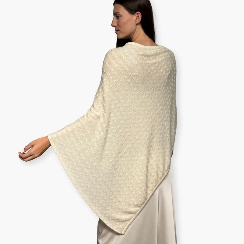 Humble Hilo Handloomed Cashmere Poncho, Cable Knit