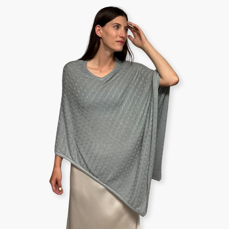 Humble Hilo Handloomed Cashmere Poncho, Cable Knit