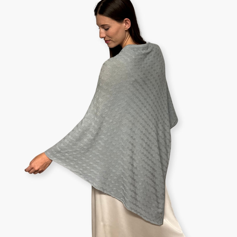 Humble Hilo Handloomed Cashmere Poncho, Cable Knit