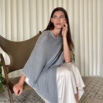 Humble Hilo Handloomed Cashmere Poncho, Cable Knit