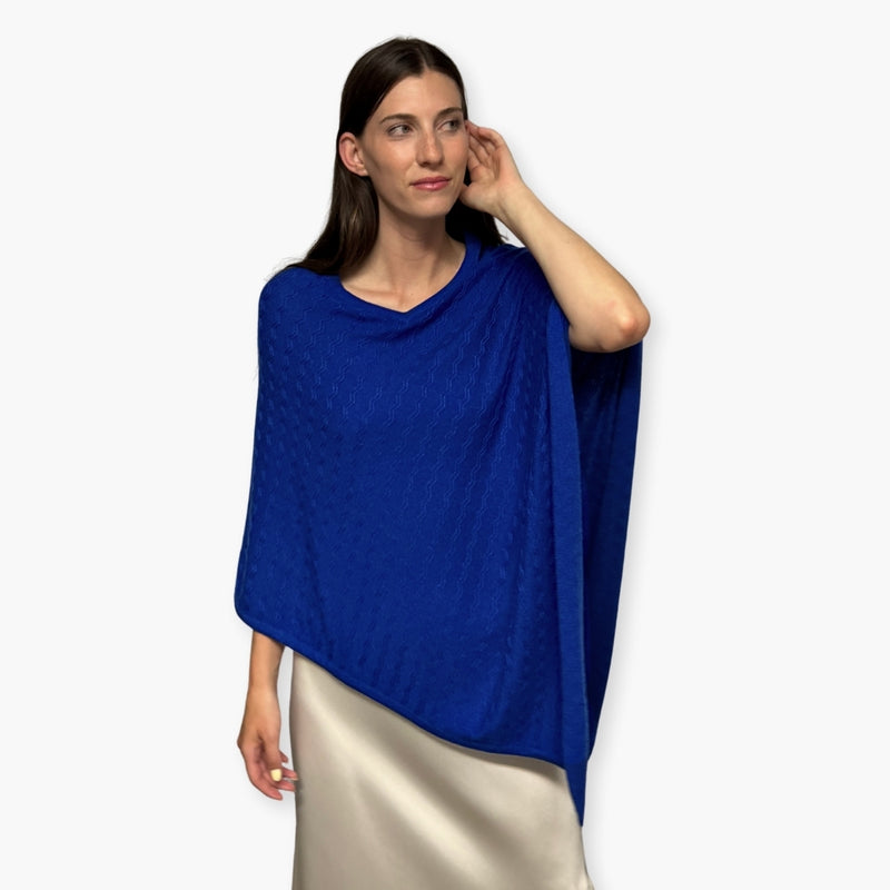 Humble Hilo Handloomed Cashmere Poncho, Cable Knit