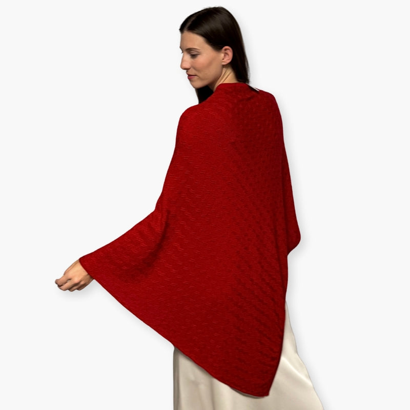 Humble Hilo Handloomed Cashmere Poncho, Cable Knit