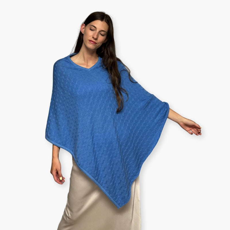 Humble Hilo Handloomed Cashmere Poncho, Cable Knit