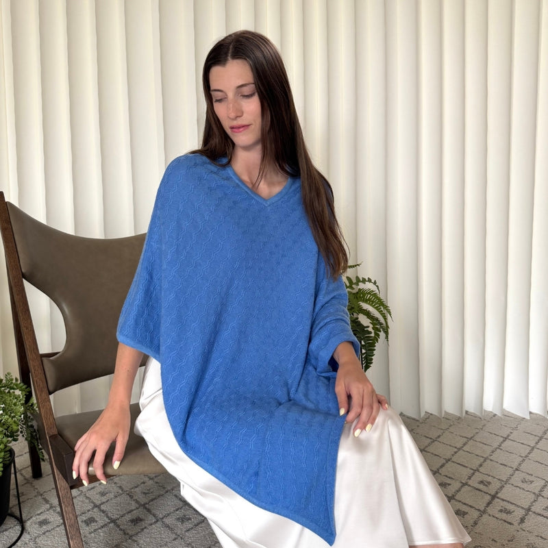 Humble Hilo Handloomed Cashmere Poncho, Cable Knit