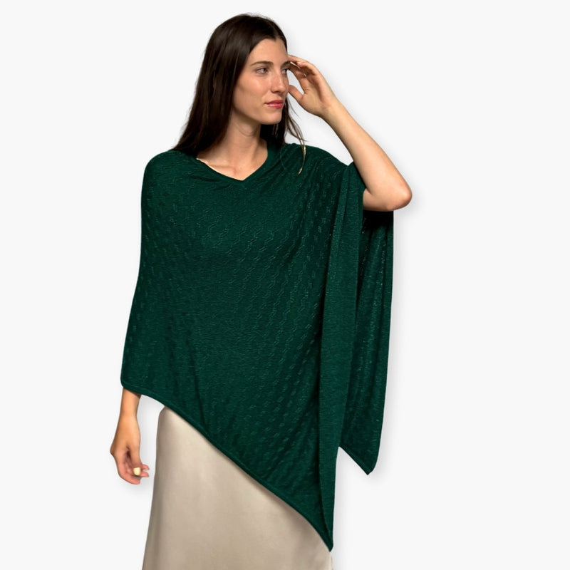 Humble Hilo Handloomed Cashmere Poncho, Cable Knit