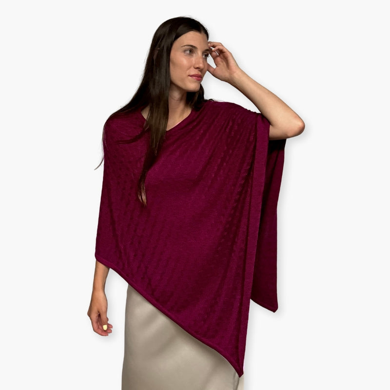 Humble Hilo Handloomed Cashmere Poncho, Cable Knit