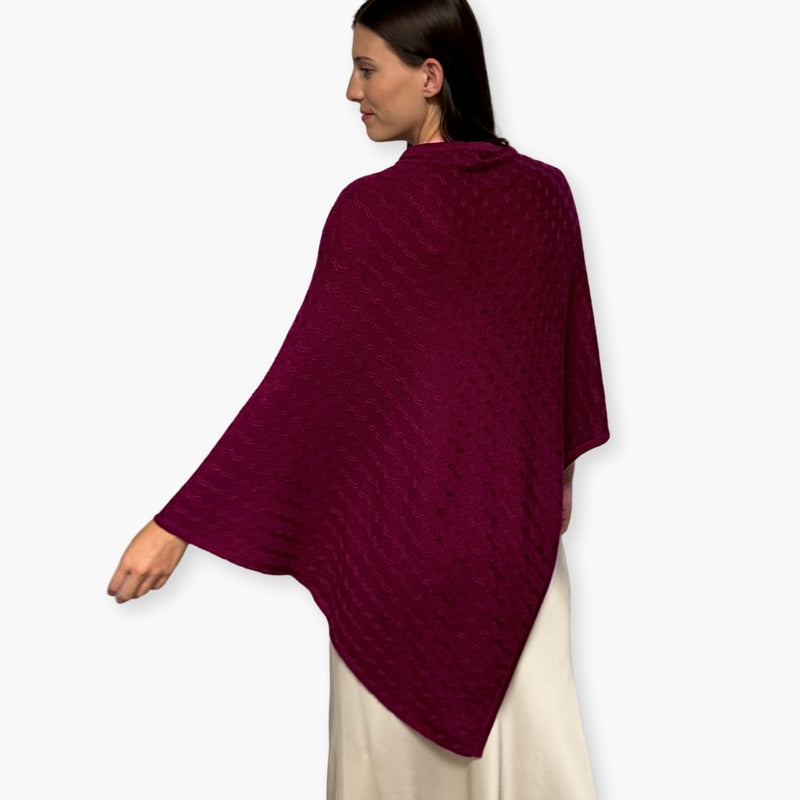 Humble Hilo Handloomed Cashmere Poncho, Cable Knit