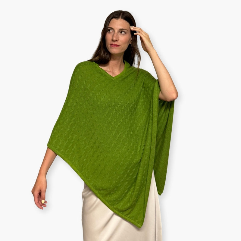 Humble Hilo Handloomed Cashmere Poncho, Cable Knit