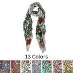 Humble Hilo Hummingbirds and Flowers Chiffon Scarf