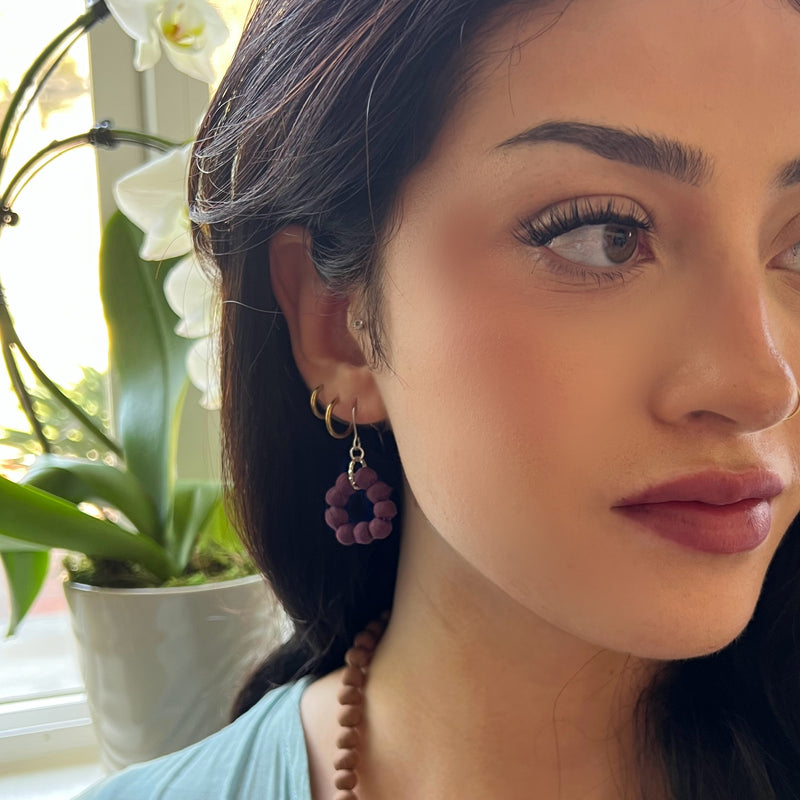 Humble Hilo Sari Jewelry, Textile Bead Round Earring