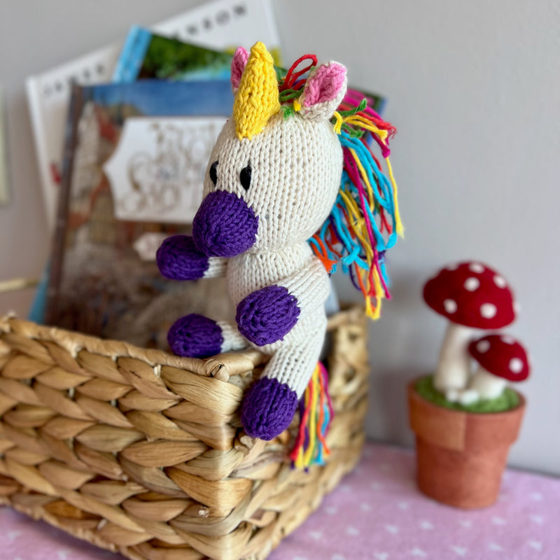 Kenana Knitters Hand Knitted Unicorn Stuffed Animal