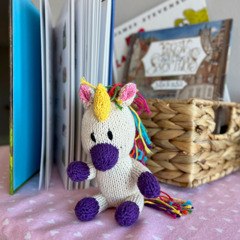 Kenana Knitters Hand Knitted Unicorn Stuffed Animal