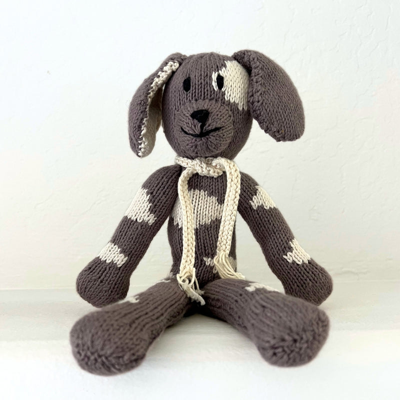 Kenana Knitters Hand Knitted Spotted Dog Stuffed Animal