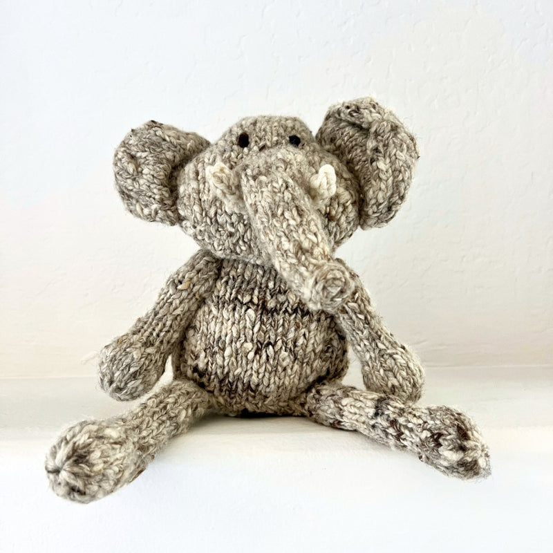 Kenana Knitters Hand Knitted Homespun Wool Elephant Stuffed Animal