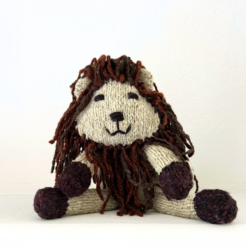 Kenana Knitters Hand Knitted Homespun Wool Lion Stuffed Animal