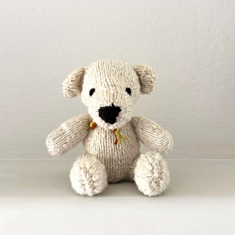 Kenana Knitters Hand Knitted Organic Wool Cream Teddy Bear Stuffed Animal