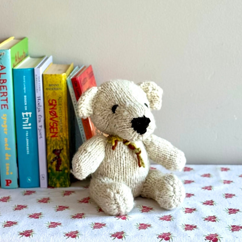 Kenana Knitters Hand Knitted Organic Wool Cream Teddy Bear Stuffed Animal