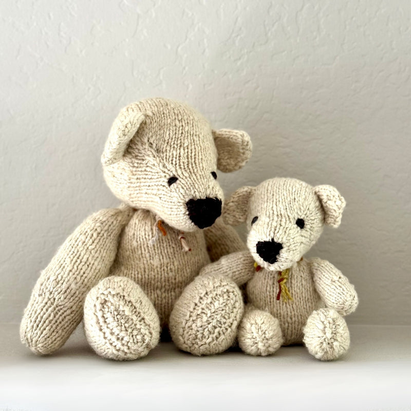 Kenana Knitters Hand Knitted Organic Wool Cream Teddy Bear Stuffed Animal