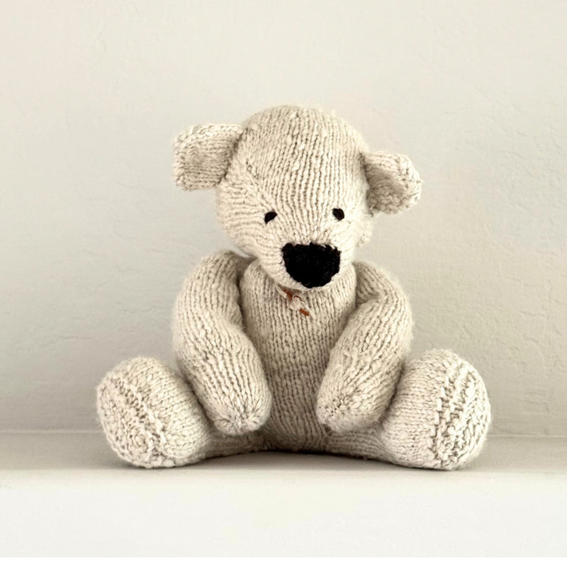 Kenana Knitters Hand Knitted Organic Wool Cream Teddy Bear Stuffed Animal