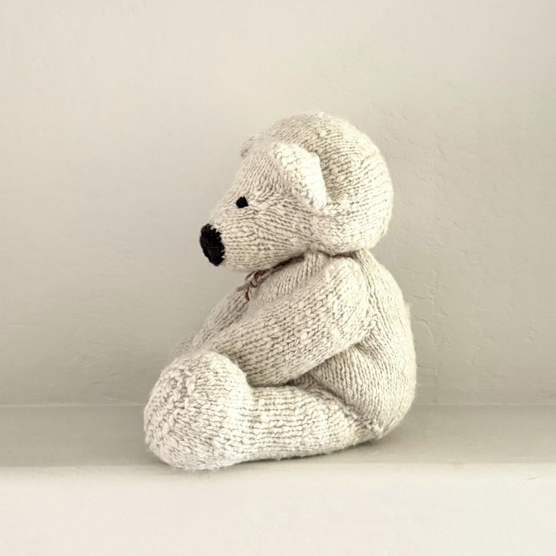 Kenana Knitters Hand Knitted Organic Wool Cream Teddy Bear Stuffed Animal