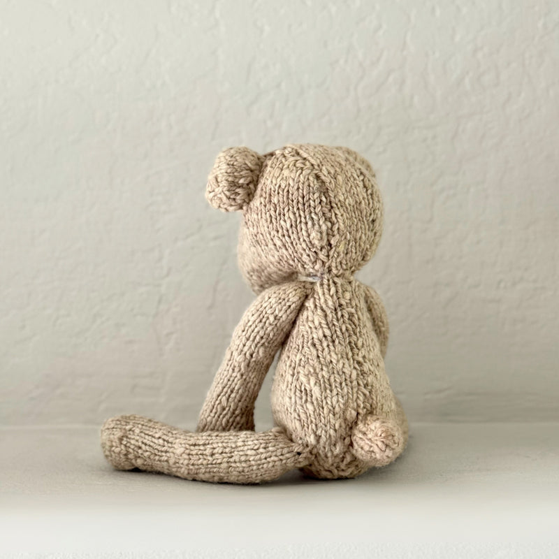 Kenana Knitters Hand Knitted Organic Wool Brown Teddy Bear Stuffed Animal