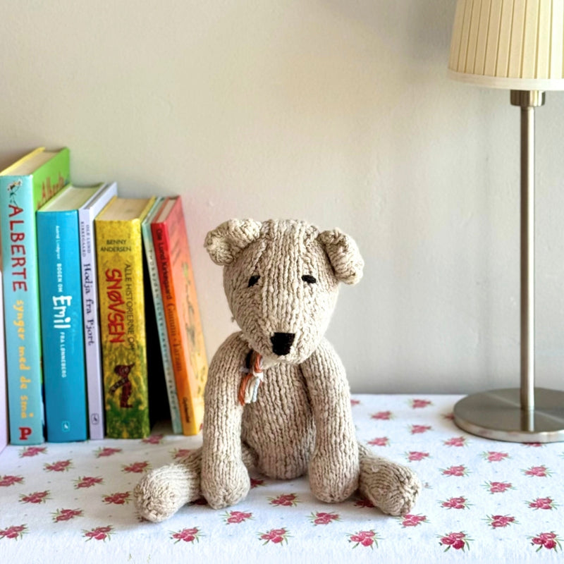 Kenana Knitters Hand Knitted Organic Wool Brown Teddy Bear Stuffed Animal