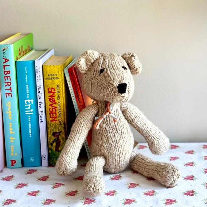 Kenana Knitters Hand Knitted Organic Wool Brown Teddy Bear Stuffed Animal