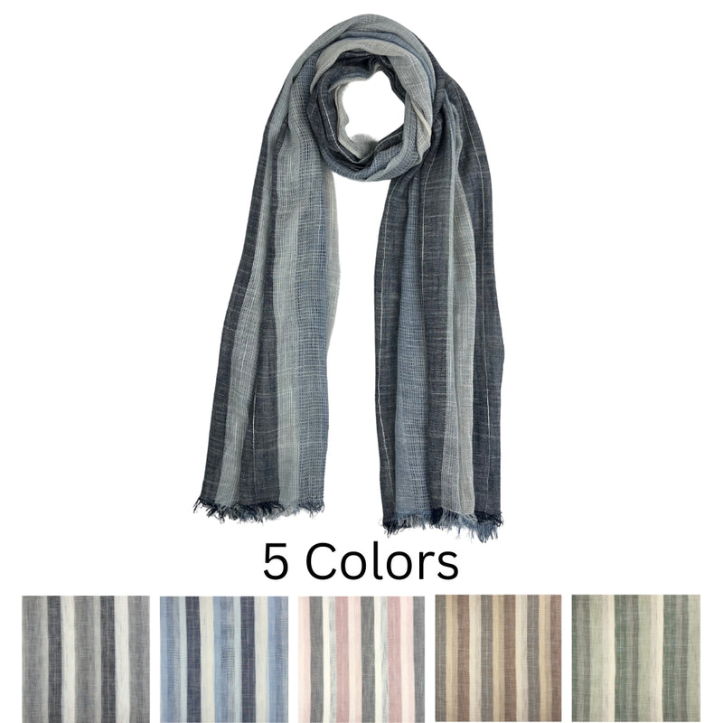 Humble Hilo Loomed Cotton Blend Scarf Woven Stripes