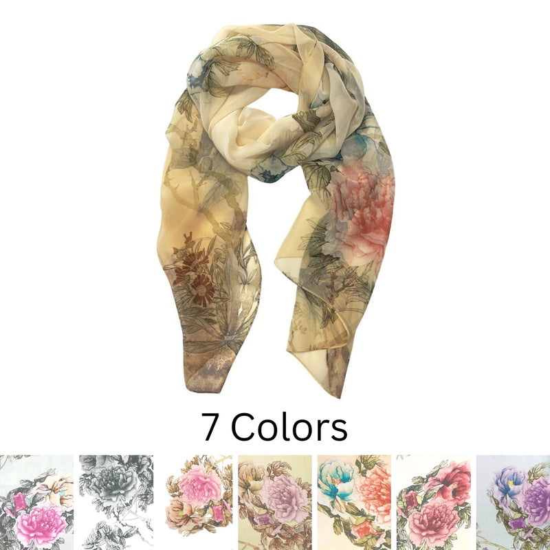 Humble Hilo Peony Chiffon Scarf