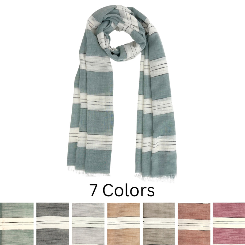 Humble Hilo Loomed Cotton Blend Scarf Pinstripes