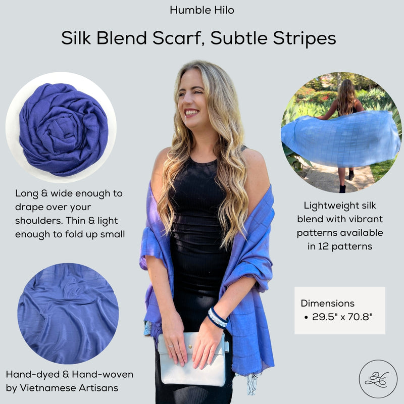 Humble Hilo Silk Blend Scarf with Subtle Stripes