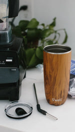 Stainless Steel Teakwood 24oz Tumbler with Straw