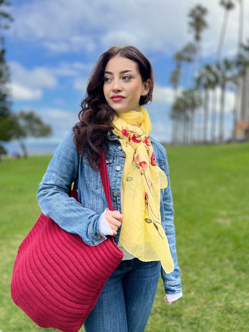 Humble Hilo Embroidered scarf/shawl with flowers