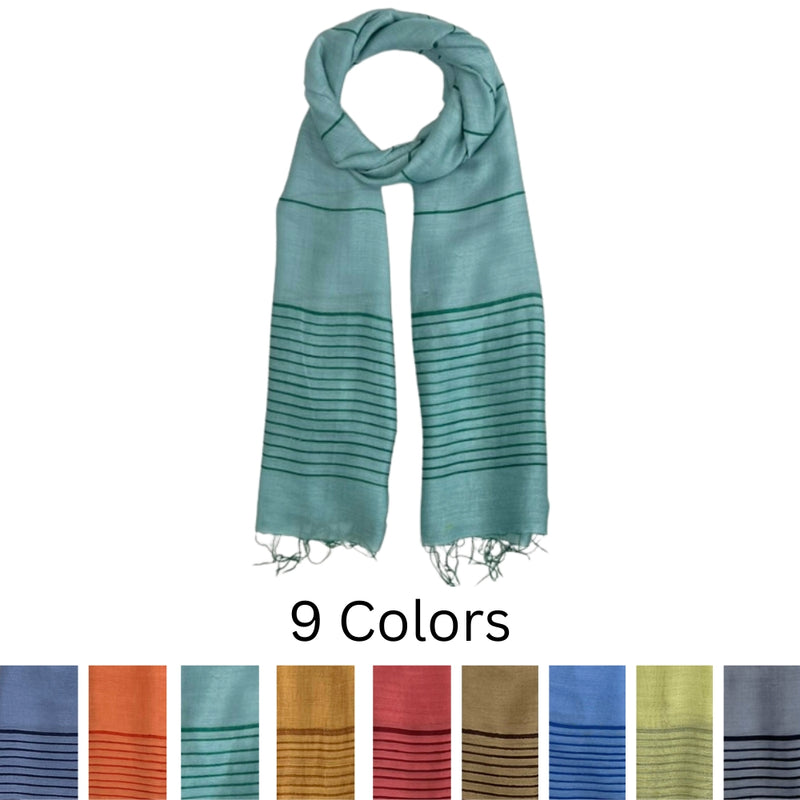 Humble Hilo Silk Blend Scarf with Tight Stripes