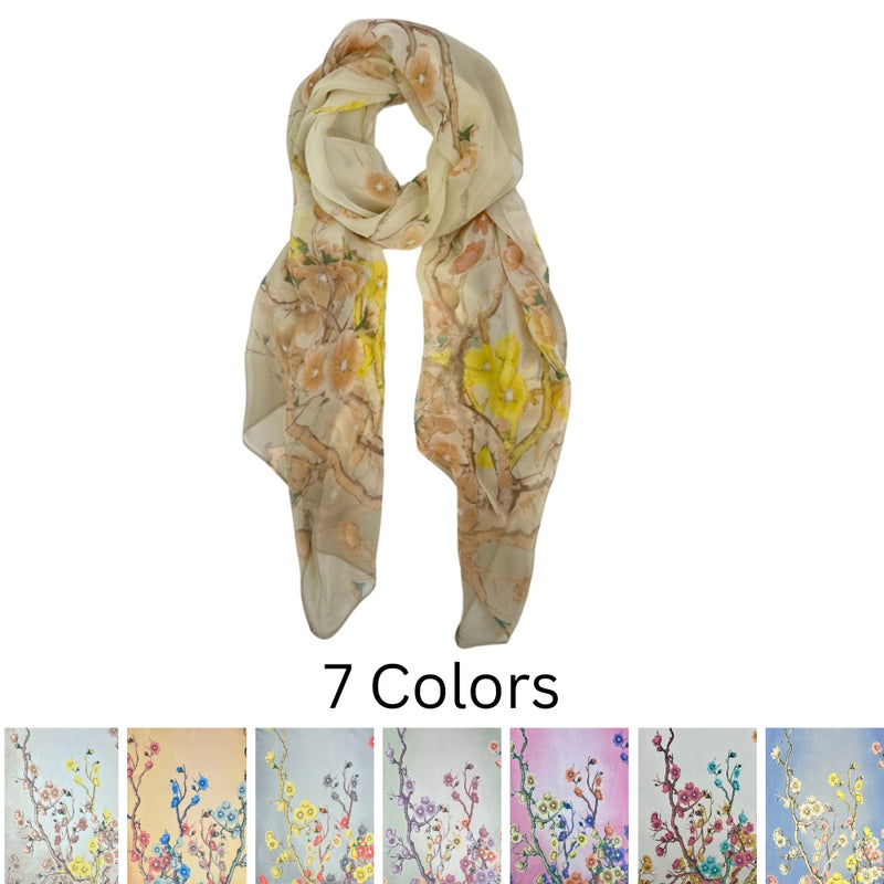 Humble Hilo Flower Tree Chiffon Scarf