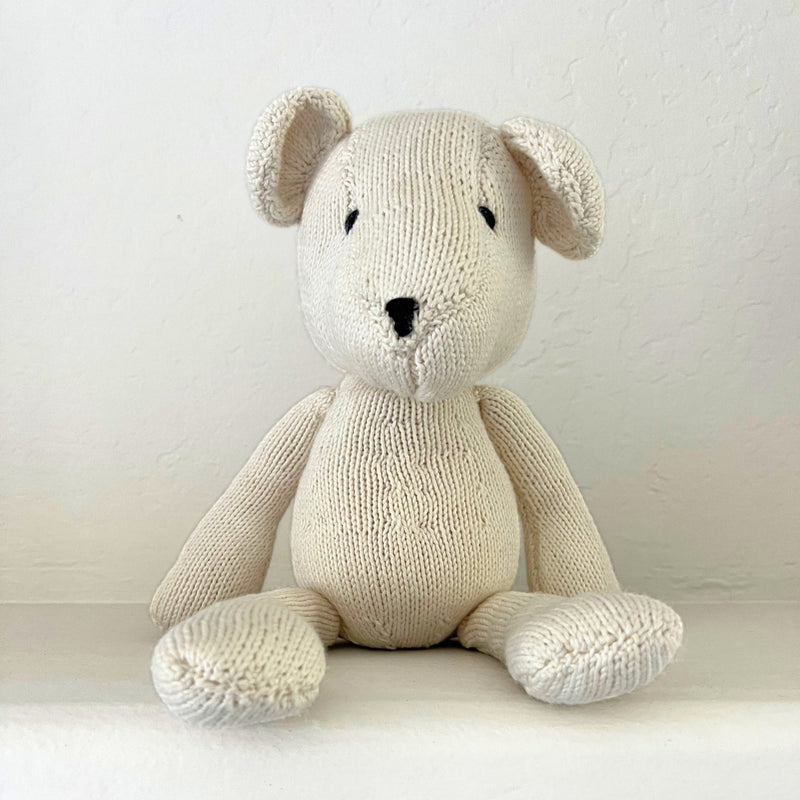 Kenana Knitters Hand Knitted Organic Cotton Round Teddy Bear Stuffed Animal