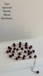 Humble Hilo Sari Jewelry, Spaced Textile Bead Necklace on Chain
