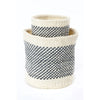 Set of Two Charcoal and Cream Twill Sisal Nesting Baskets