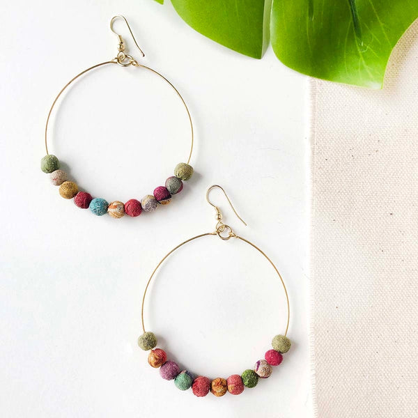 Wood Bead Hoop Earrings - OAK + IVY Boutique