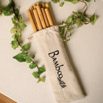 Organic Bamboo Drinking Straws Set with cleaner and pouch