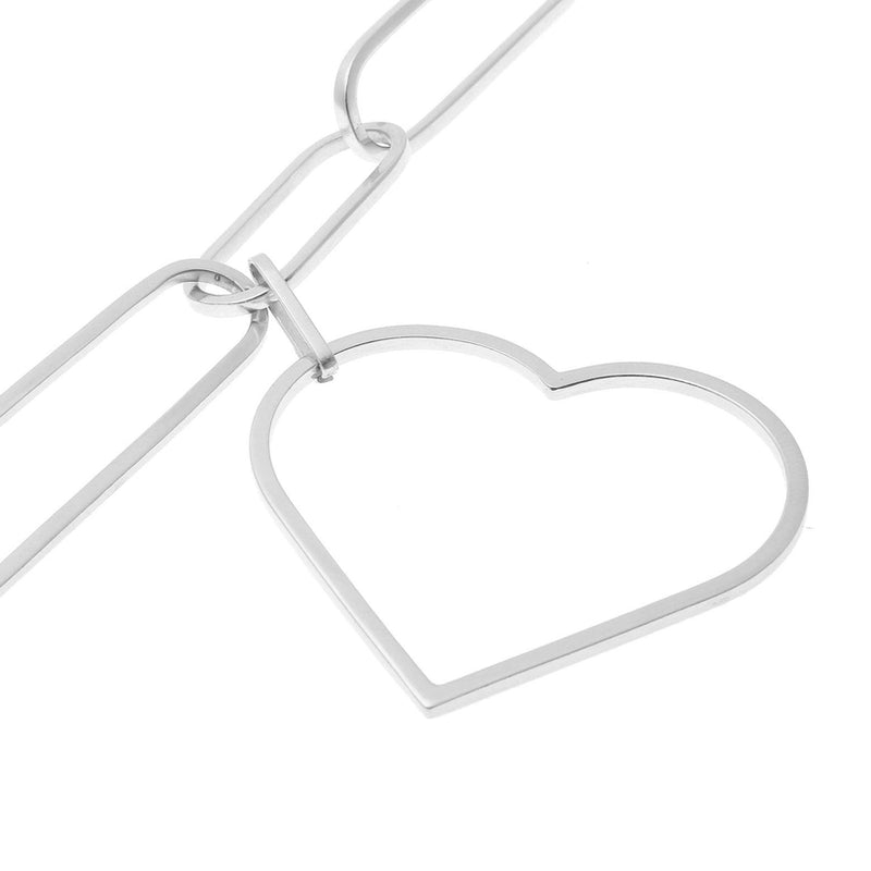 Celia  Silver Heart Necklace - 6cm