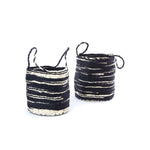 Set of Two Large Black & Natural Sisal Rope Escarpment Baskets