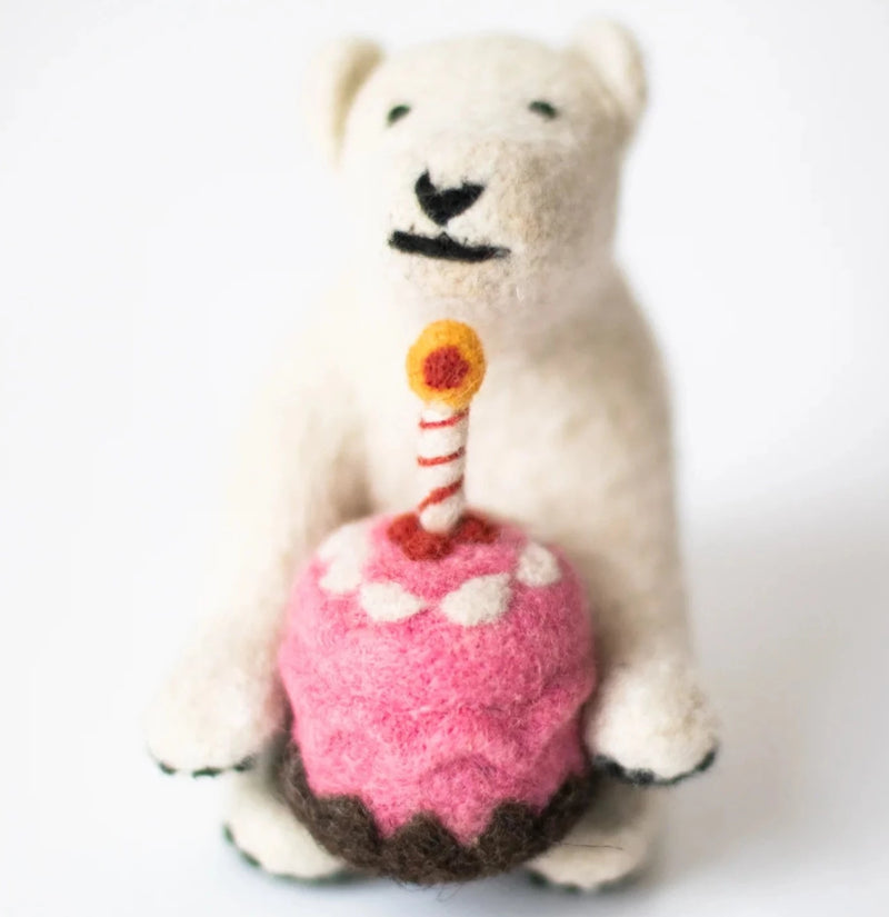 Handmade Felt Polar Birthday Bear
