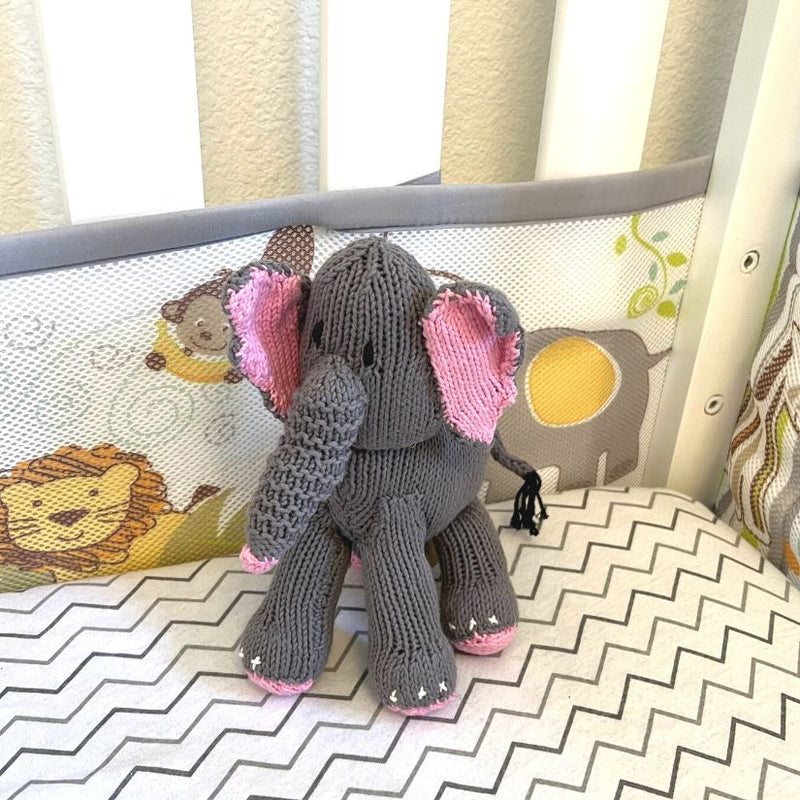 Kenana Knitters Hand Knitted 100% Organic Cotton Elephant Stuffed Animal