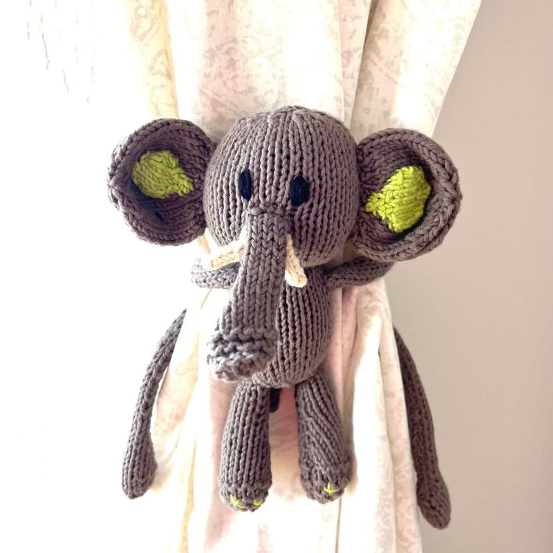 Hand Knitted 100% Organic Cotton Elephant Curtain Critter