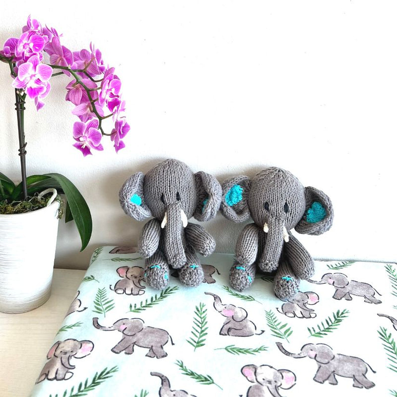 Kenana Knitters Hand Knitted 100% Organic Cotton Elephant Stuffed Animal