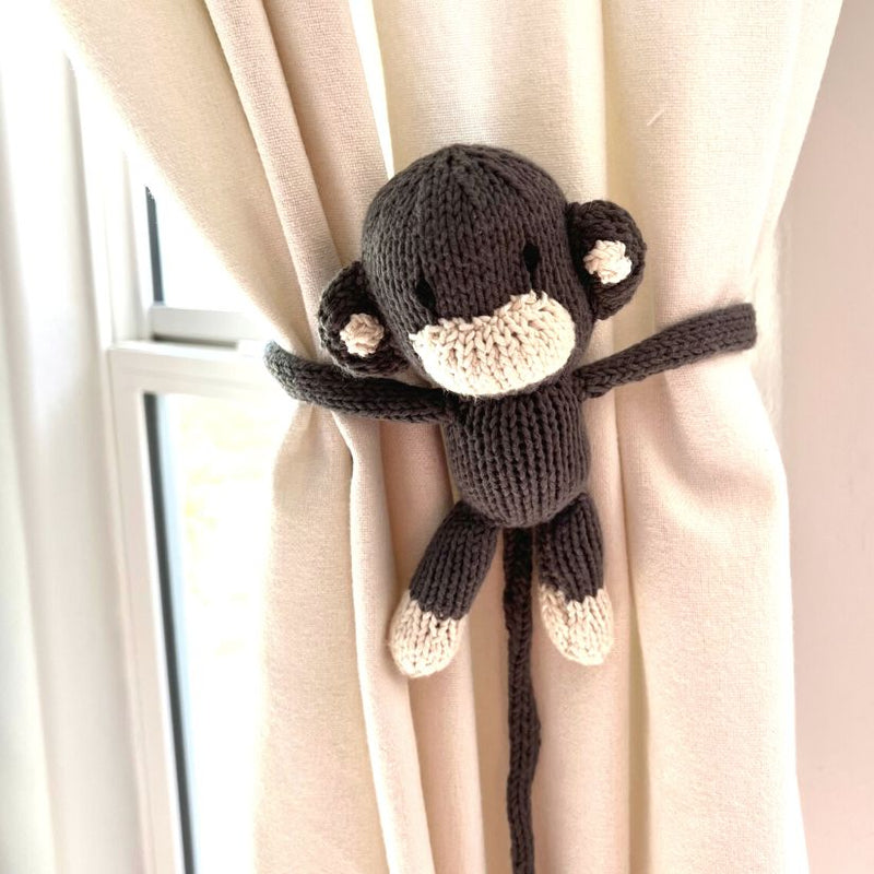Hand Knitted Monkey Curtain Critter