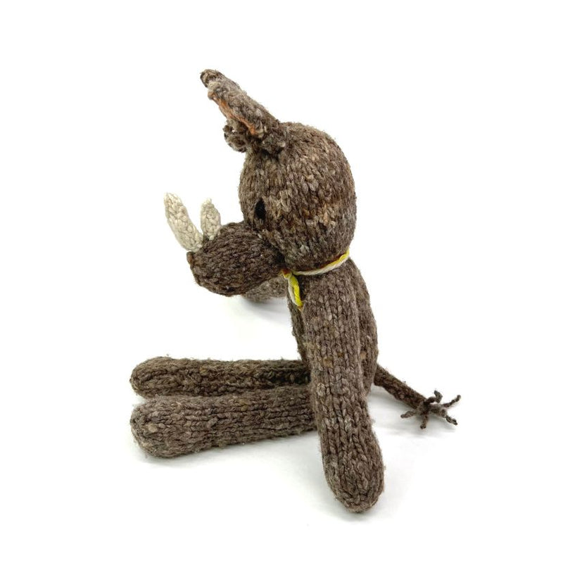 Hand Knitted Homespun Wool Rhino Stuffed Animal