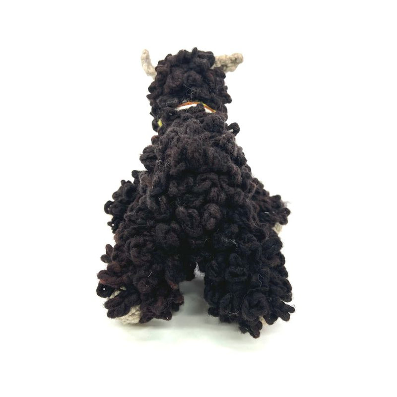 Hand Knitted Homespun Wool Sheep Stuffed Animal - Dark Brown