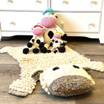 Hand Knitted Cow Stuffed Animal - Medium